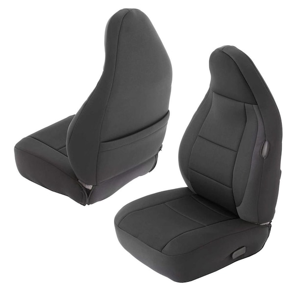 0306 WRANGLER TJ NEOPRENE FRONT AND REAR SEAT COVER SET; BLACK/BLACK